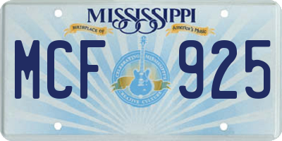 MS license plate MCF925