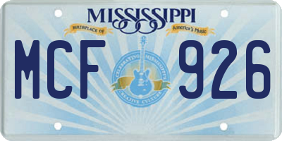MS license plate MCF926