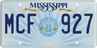 MS license plate MCF927