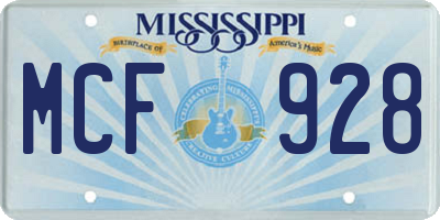 MS license plate MCF928