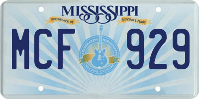 MS license plate MCF929