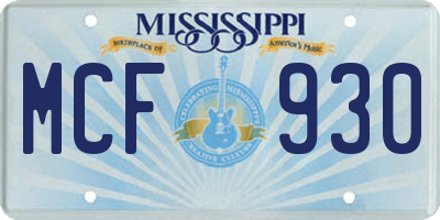 MS license plate MCF930