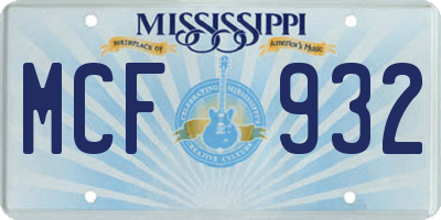 MS license plate MCF932