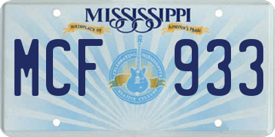 MS license plate MCF933