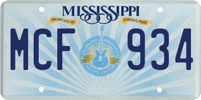 MS license plate MCF934