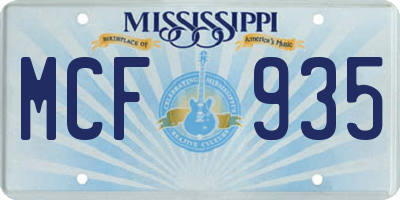 MS license plate MCF935