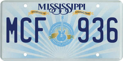 MS license plate MCF936