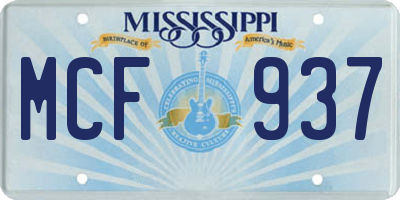 MS license plate MCF937