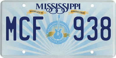 MS license plate MCF938