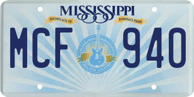 MS license plate MCF940