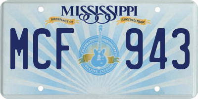MS license plate MCF943