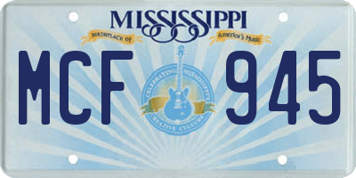 MS license plate MCF945