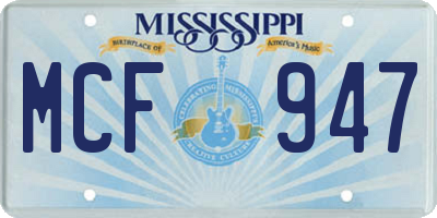 MS license plate MCF947