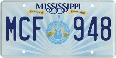 MS license plate MCF948