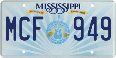 MS license plate MCF949