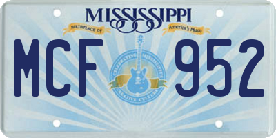 MS license plate MCF952