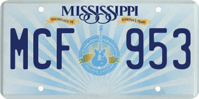 MS license plate MCF953