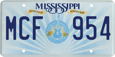 MS license plate MCF954