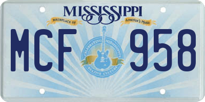 MS license plate MCF958