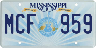 MS license plate MCF959