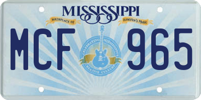 MS license plate MCF965