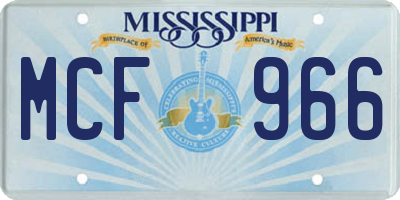 MS license plate MCF966