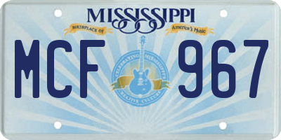 MS license plate MCF967