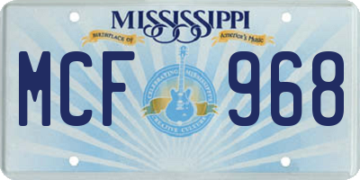 MS license plate MCF968