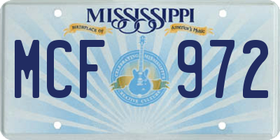 MS license plate MCF972