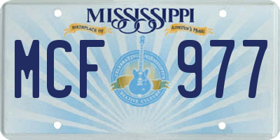 MS license plate MCF977
