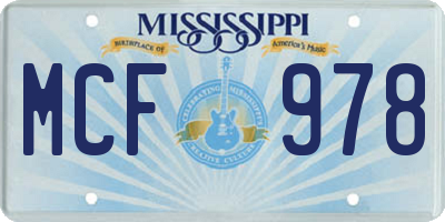 MS license plate MCF978