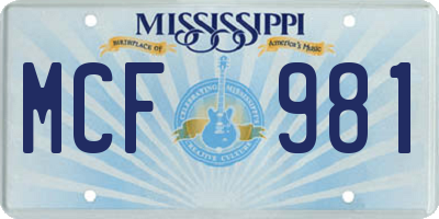 MS license plate MCF981