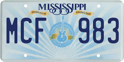 MS license plate MCF983