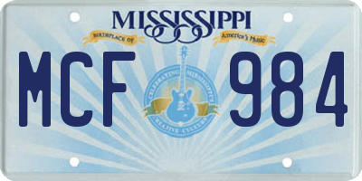 MS license plate MCF984