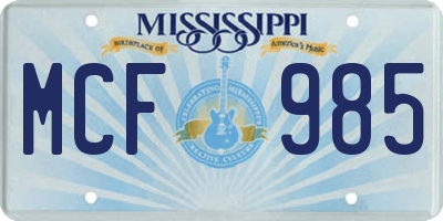 MS license plate MCF985
