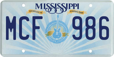 MS license plate MCF986