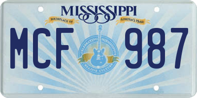 MS license plate MCF987