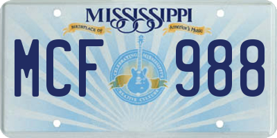 MS license plate MCF988