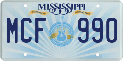 MS license plate MCF990