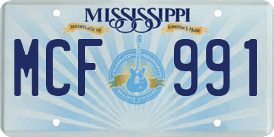 MS license plate MCF991
