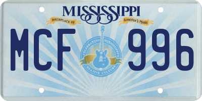 MS license plate MCF996