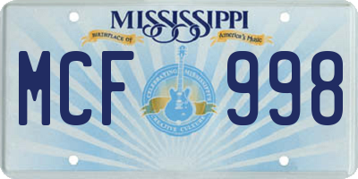 MS license plate MCF998