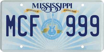 MS license plate MCF999