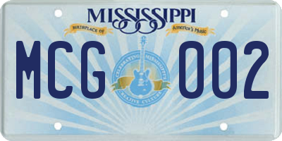 MS license plate MCG002