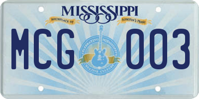 MS license plate MCG003