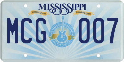 MS license plate MCG007
