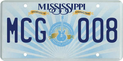 MS license plate MCG008
