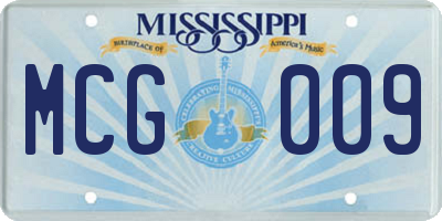 MS license plate MCG009