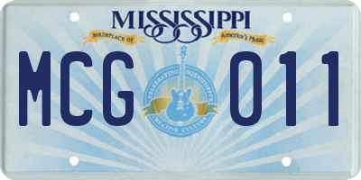 MS license plate MCG011