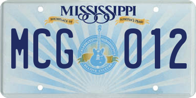 MS license plate MCG012